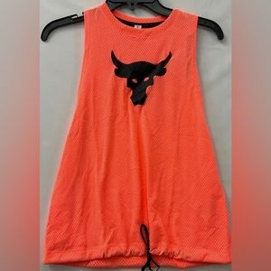 Under Armour Tank Top Womens Size S Orange Mesh Project Rock